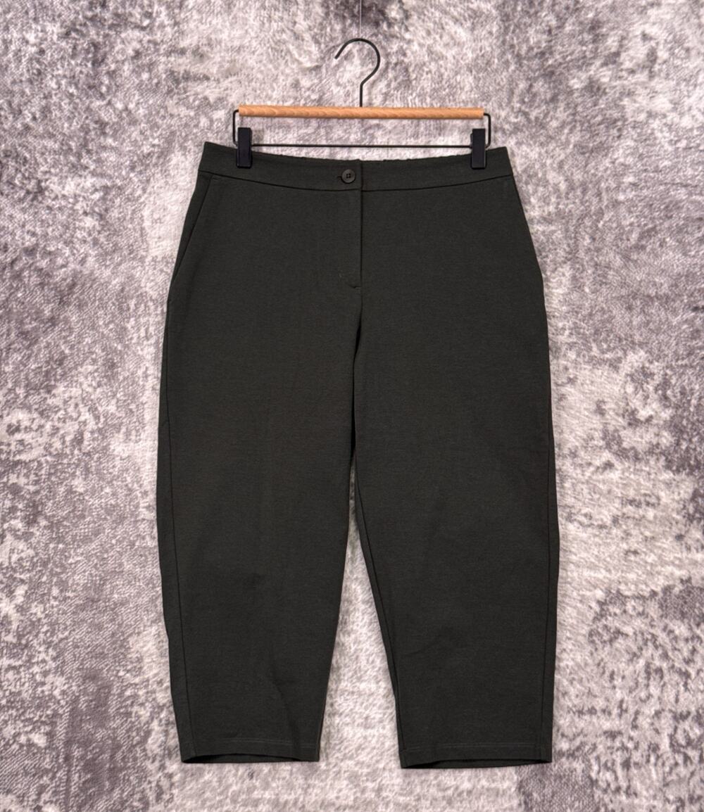 Eileen Fisher Pants Medium Petite Womens Green Ponte Lantern Barrel Crop